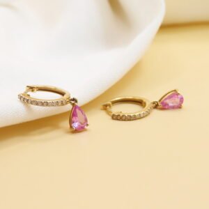 Arracada con zafiro rosa & diamantes
