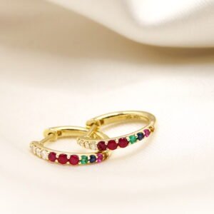 Arracada con diamantes y piedras naturales