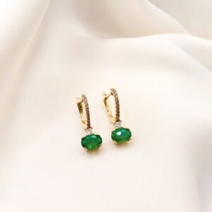 Arete con esmeralda & diamantes