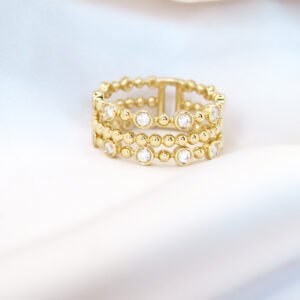 Anillo triple con diamantes