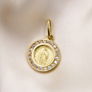 Medalla virgen de Guadalupe redonda con circonia